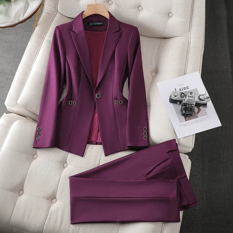 Elegant blazer & pant set - outfithaven