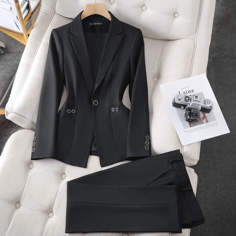 Elegant blazer & pant set - outfithaven